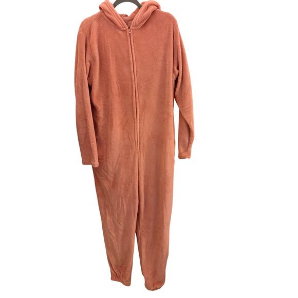 Rue 21 Dinosaur One Piece Pink Pajama Hooded Size XL Heart on Back Ugly PJs - Picture 2 of 10